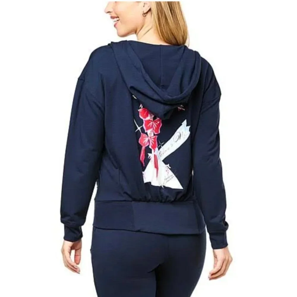Badgley Mischka Hoodie Medium Baby French Terry Zip Front Original Artwork NWT
